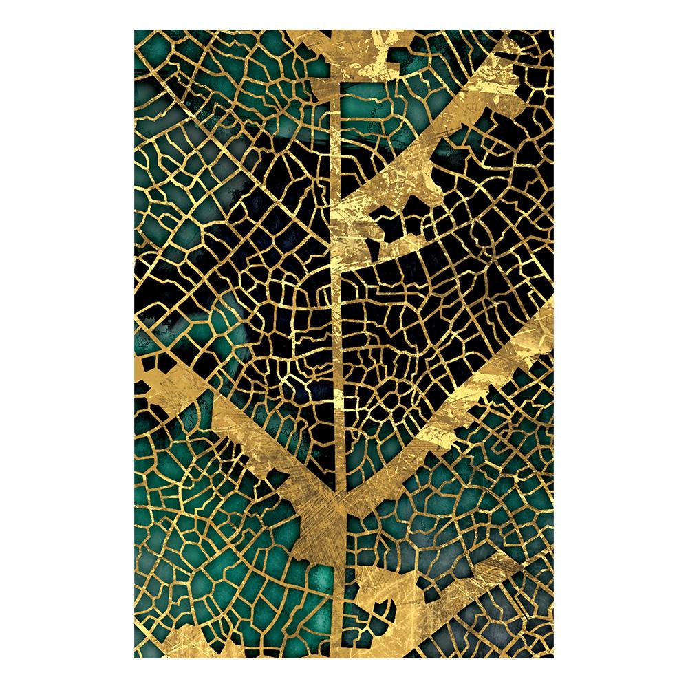 Modern Abstract Gold Green Leaf Trail Annual Ring Poster Canvas Painting Wall Art Prints Picture Living Room Bedroom Home Decor