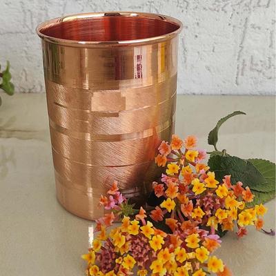 Простой стакан из чистой меди с роскошным дизайном, питьевая вода, йога-аюрведа, объем - 300 мл, 2 шт. в упаковке