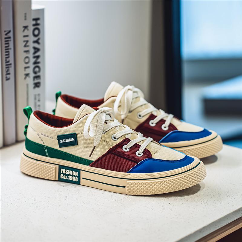 Мужские парусиновые дышащие кеды в стиле колор-блок - Модные и универсальные повседневные спортивные вещи на лето 2025