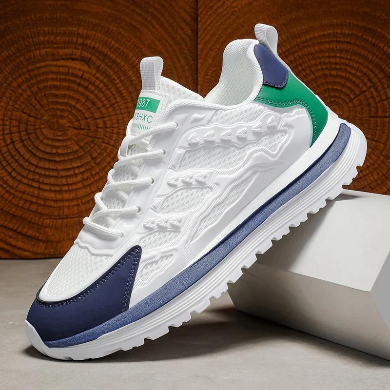 Men'S Breathable Mesh Shoes Summer Out Casual Running Shoes Soft Bottom Comfort Light Fashion Shoes Thick Sole Sneakers