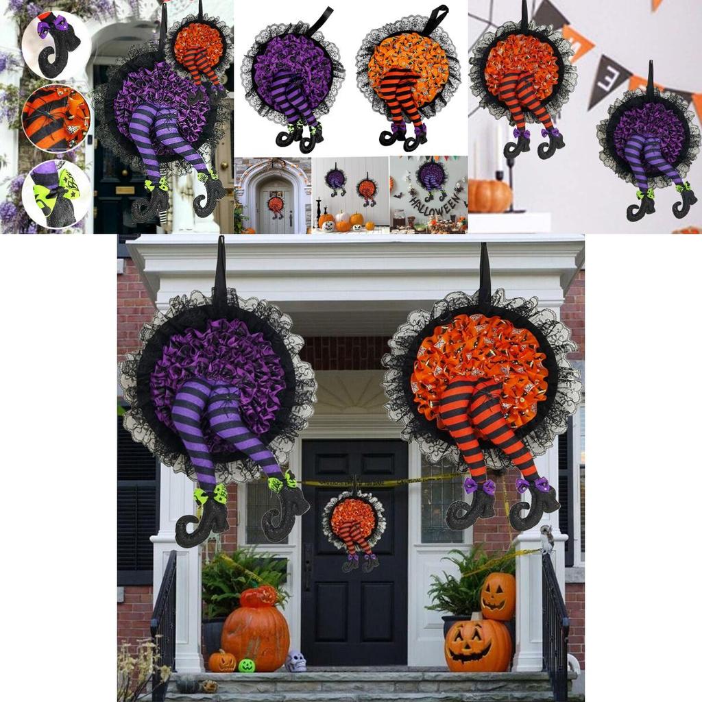 Halloween Pumpkin Witch Wreath Unique Design For Front Door Decor