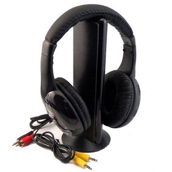 Wireless Headset Over Ear FM Radio PC TV Headphone Transmitter with Microphone for Computer