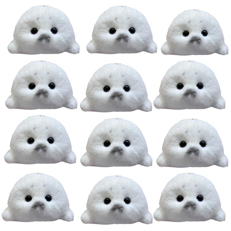 Cute Seal Plush Keychain Soft Kawaii Seal Plushies Animal Pendant Fashion Stuffed Doll Keyring Car Key Accessories Car Ornaments
