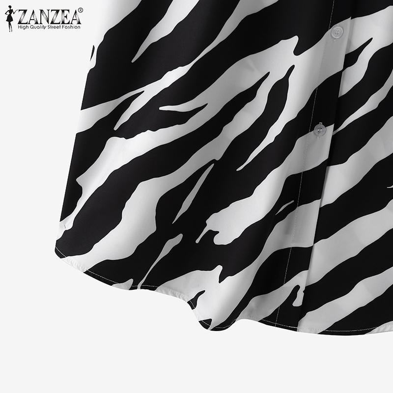 ZANZEA Женский повседневный комплект из двух предметов: длинная блузка и брюки с принтом зебры