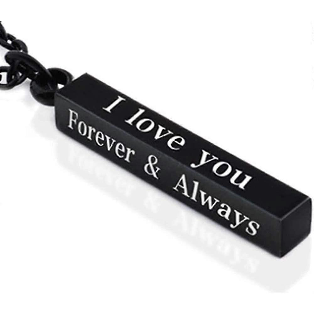 Always And Forever Necklace For Couples Stainless Steel I Love You Engraved Matching Relationship Couples Necklaces For Boyfriend And Girlfriend Him A
