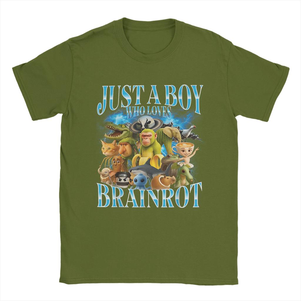 Unisex Just A Boy Who Loves Italian Brainrot T Shirt  Cotton Tops Funny Short Sleeve Round Neck Tees Classic TShirts
