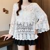 Dimanaf 2025 New Summer Basic Shirt Women Blouse Tops Tees Lace Loose White Short  Tees