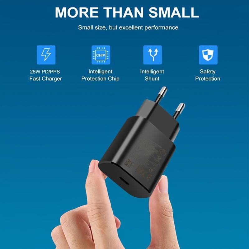 25W USB Type C Super Fast Charger European for Samsung Galaxy S23 S22 S21 S20 Ultra Plus A53 A52 With3.3ft Charging Cable(black)