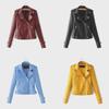 2019 European & American Autumn Women's Slim PU Leather Motorcycle Jacket with Pocket & Zipper