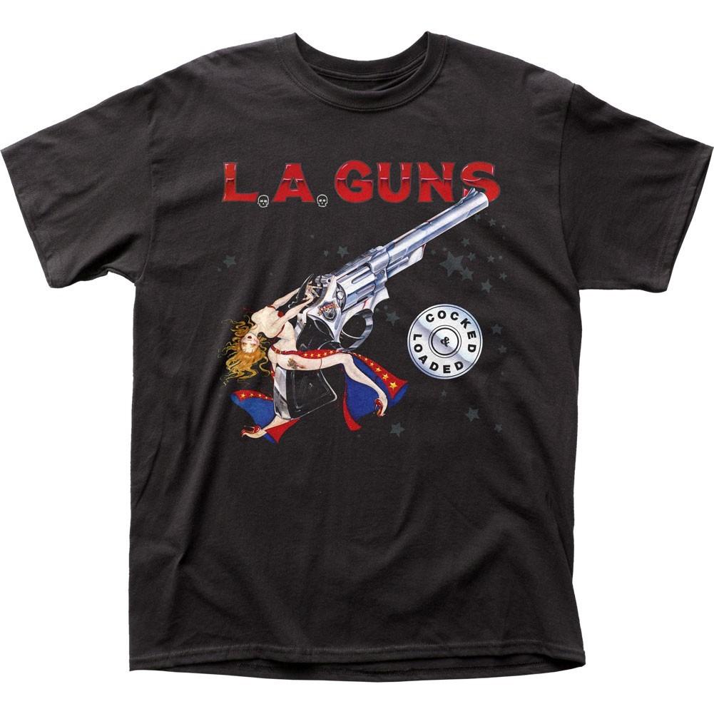 L.A. Guns Cocked and Loaded Mens T Shirt Music Classic Rock Band Tee New Black