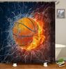 3D Наборы Штор для Душа с Баскетбольной Тематикой для Мальчиков Подростков Спортсмена Спортивный Зал Спорт Ванная Комната Шторка Полиэстер Водонепроницаемая Шторка для Душа