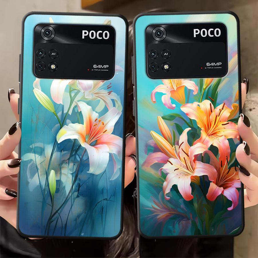 Простой чехол-футляр с цветком для телефона Xiaomi Poco F8 X3 X4 X5 X7 Pro C50 C61 C71 C75 M3 M4 M7 F3 M5 F1