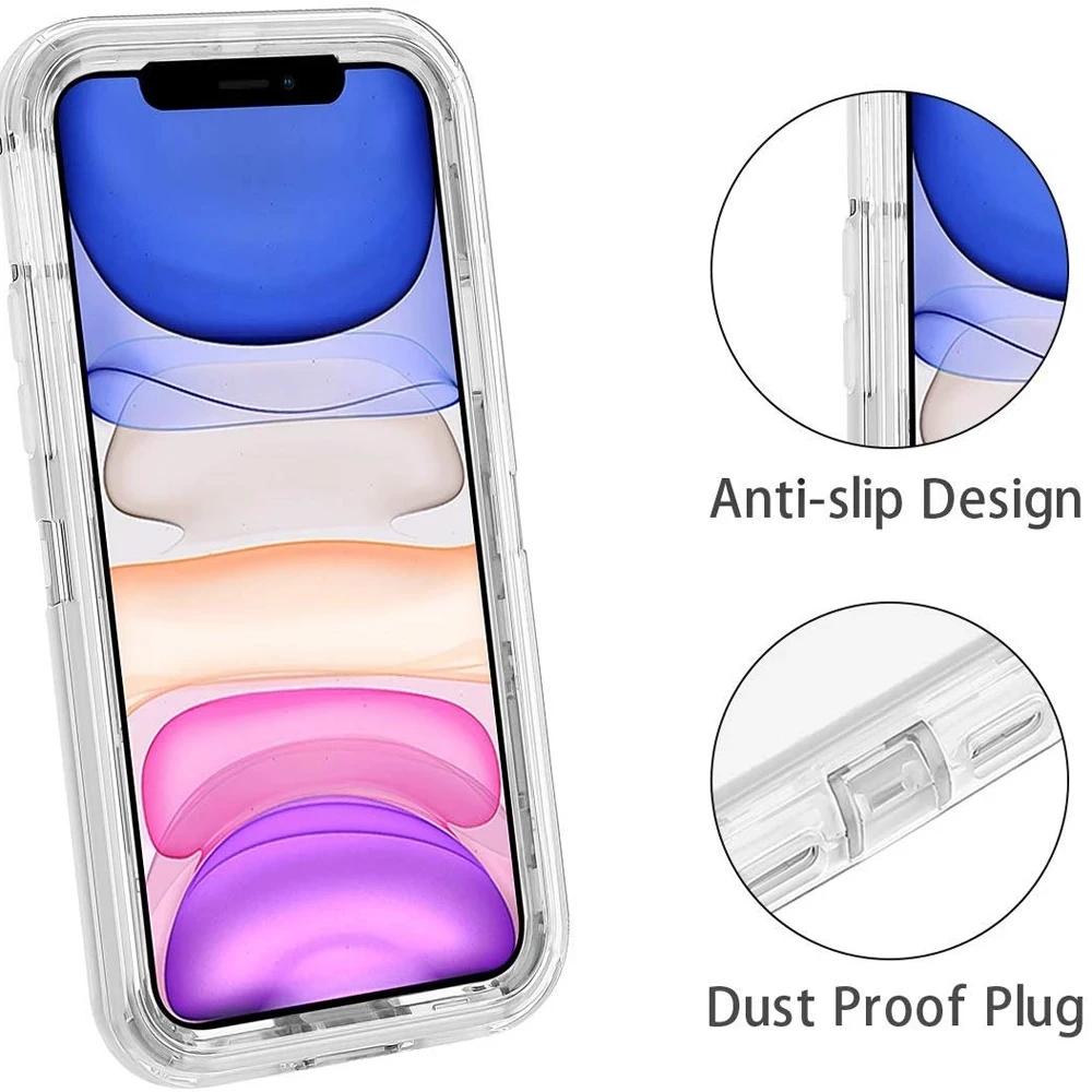 3в1 прочный жесткий чехол Otter Box для iPhone16 Pro Max 15 14 13 11 X XR XSMAX SE 6 7 8Plus прозрачный противоударный защитный чехол с подушкой безопасности