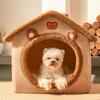 Washable Cat House Foldable Puppy Kennel Puppy Cave Pet House  Autumn