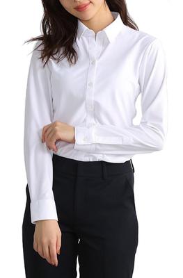 Платье Полностью Офисное Длинное Однотонное Скиппер Размер 5 i-Shirt Женская Блузка, Рубашка, Не требующая глажки, Эластичная, Сверхбыстросохнущая, Элегантная, Для рекрутинга, Носить,