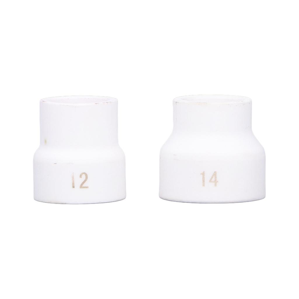 2Pcs TIG Welding Cup 12#/14# Ceramic Nozzle Accessory Set Kit for WP9/17/18/20/25/26(White )
