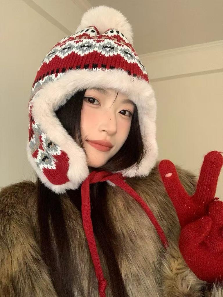 Женская зимняя ретро теплая вязаная шапка вязаная шапка вязаная шапка