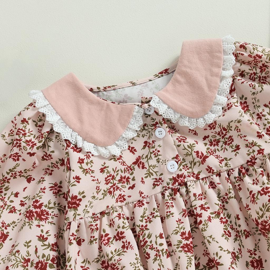 Детский комбинезон на осень с длинными рукавами и воротником-стойкой с цветочным принтом, одежда для новорожденных