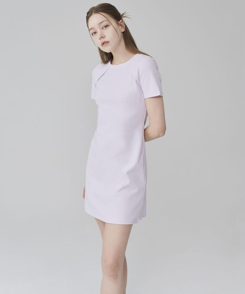 Hye Young Kim A-Line Short Sleeve Pique Dress - Light Purple