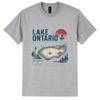 LAKE ONTARIO MAP T Shirt Vintage Graphic Great Lakes Sunset Souvenir Tee