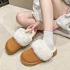 Флисовые хлопковые тапочки носят новые хлопковые тапочки на плоской подошве с толстой подошвой большого размера с одним футом, ленивые туфли