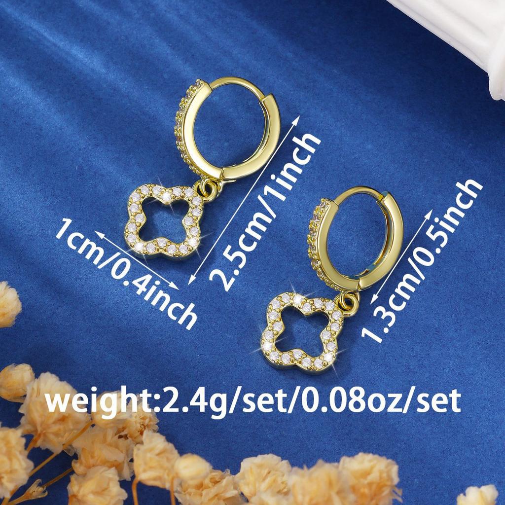 Новые серьги с микро-закрепкой из циркония в форме четырехлистного клевера, женские модные серьги с пряжкой в виде четырехлистного цветка