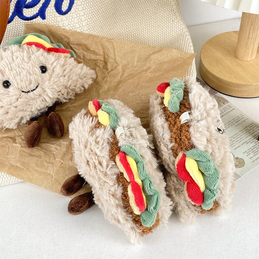 Sandwich Sweet Plush Doll Cute Taco Design Keychain Made With High Quality Cotton Pp