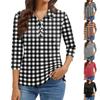 Женская модная повседневная рубашка с лацканами и рукавом 3/4 с принтом, женские топы на пуговицах