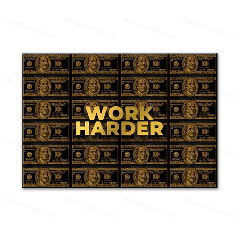 Трудись, деньги Искусство Мотивирующие цитаты Картина на холсте Современные постеры Печать настенных картин для офиса Коридора Домашний декор