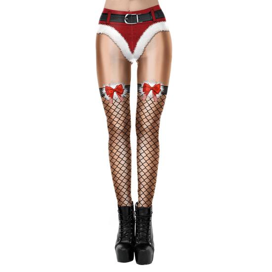 Женские рождественские леггинсы с высокой талией, забавным принтом, штаны для йоги, мягкие, эластичные, веселые