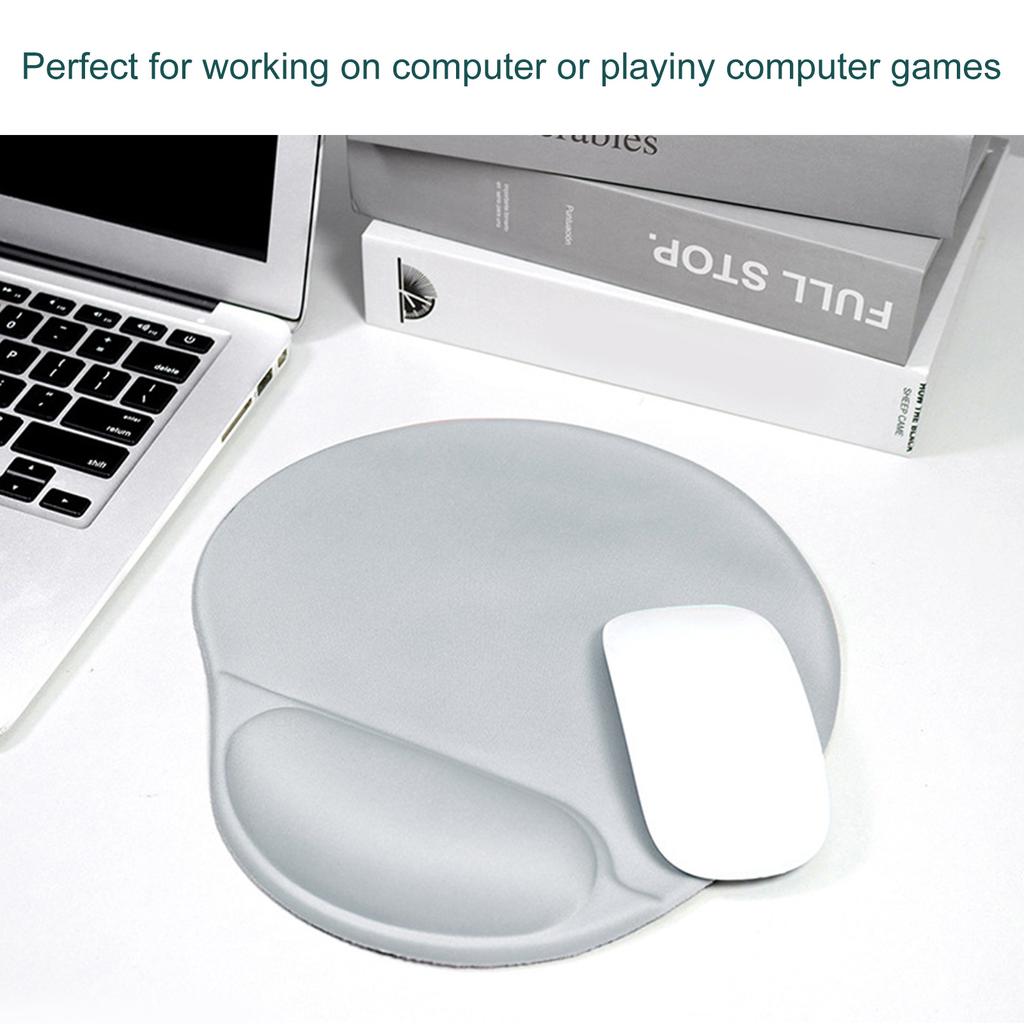 Wrist Rest Mouse Pad Gray Soft Silicone Ergonomic Design Nonslip PU Bottom Mouse Wrist Pad for Office Work Game Grey