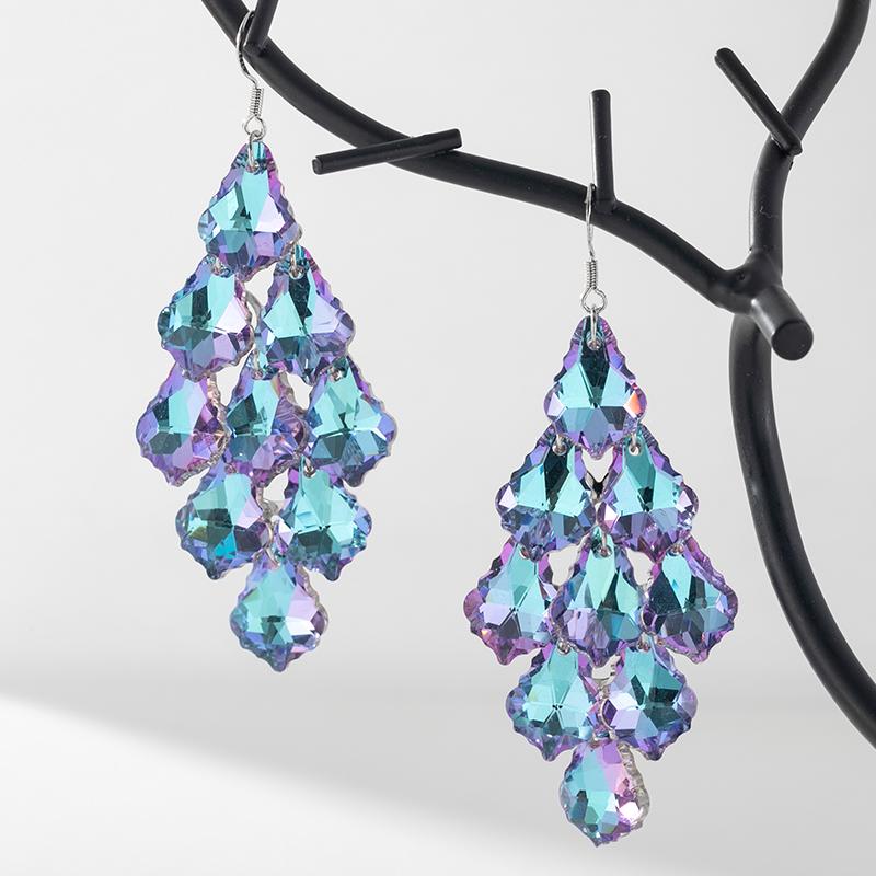 Pinkdudu Новые модные серьги-капли Super Flash, фиолетовые, с квадратными кристаллами, длинные серьги-капли на веревке, ярко-красные серьги для женщин, ювелирные изделия PD1004