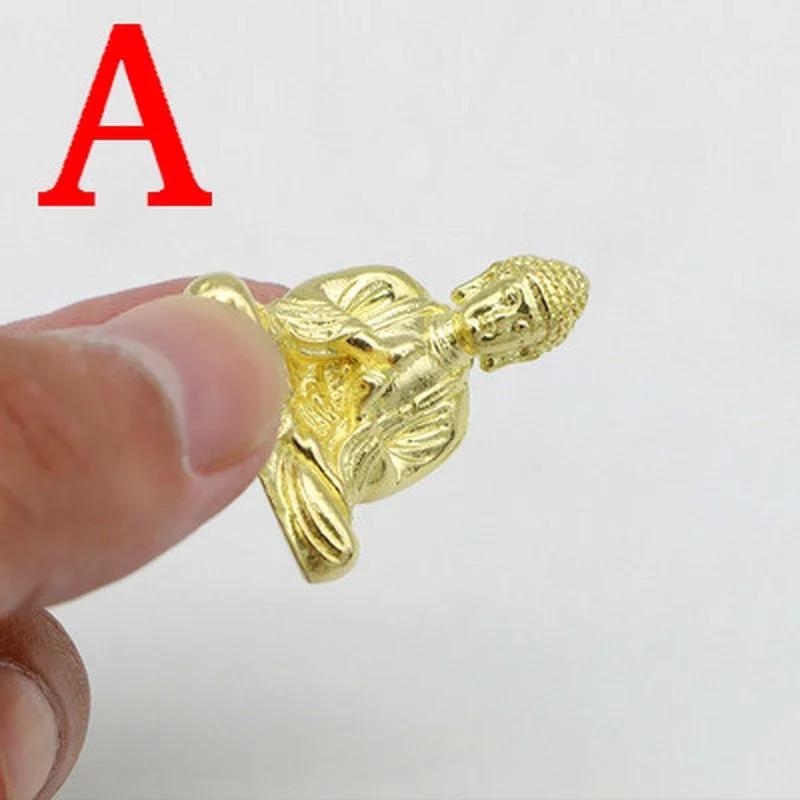 Маленькая креативная поделка Мини Портативная Винтажная Латунная Статуэтка Будды Карманная Фигурка Сидящего Будды Скульптура Декор для Офисного Стола Украшение