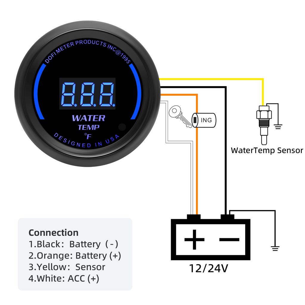 ℉ и ℃ цифровой круглый датчик температуры воды 52 мм измеритель температуры воды с датчиком температуры 1/8NPT для автомобиля грузовика внедорожника 12 В
