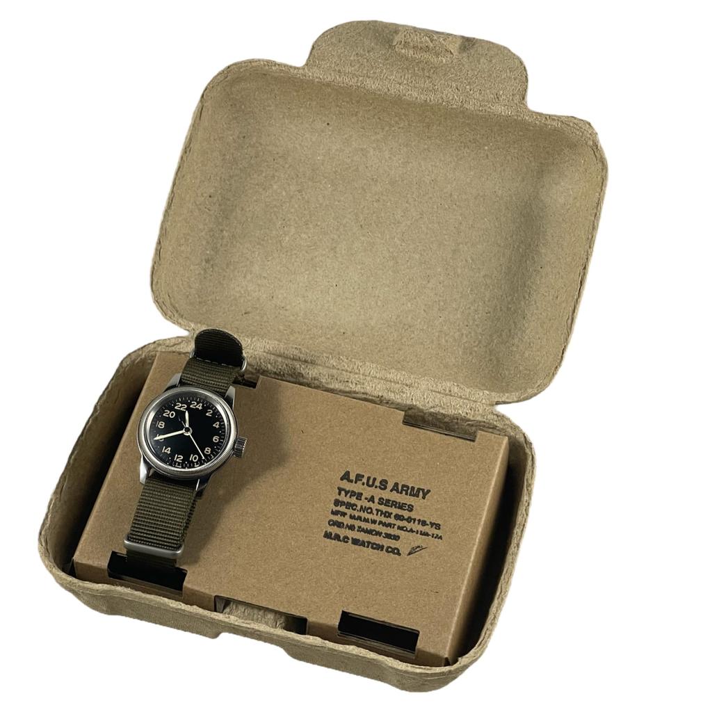 Military Watch TYPE 24H Black Dial Nylon Green NATO Strap [M.R.M.W.] A-11