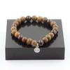 Stones and Minerals. Garnet + Wood Pearl Bracelet 8 Mm. Made In France.