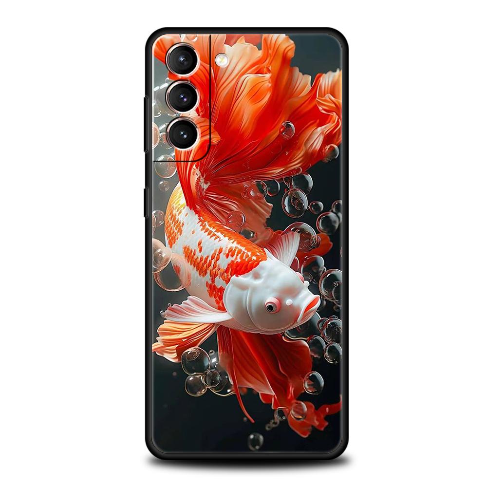 Мультяшный чехол-рыбка для Samsung Galaxy S24 S23 S22 S20 S21 FE Ultra S10 S10E S9 S8 Plus 5G Силиконовый противоударный чехол для телефона Capas