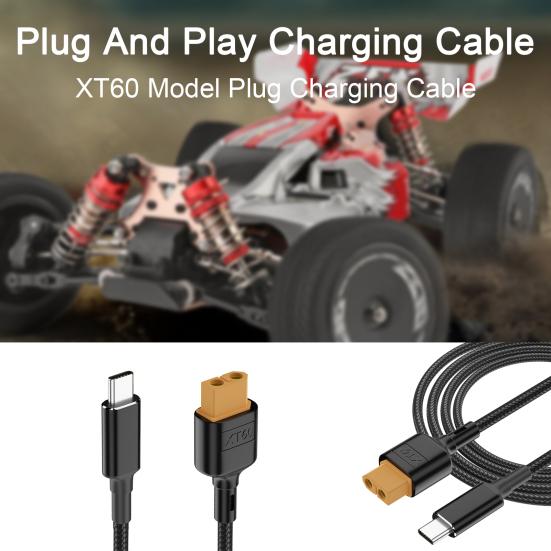Зарядный кабель Type-C для модели XT60, порт 100 Вт PD, быстрая зарядка, высокоскоростной выход для моделей самолетов и автомобилей, прочный, плетеный
