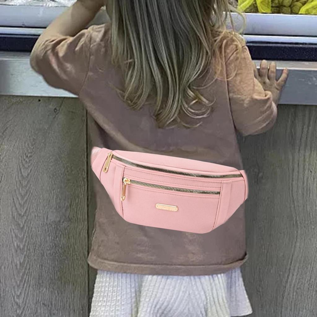 Fashion Women Fanny Pack Waist Adjustable Strap with 2 Zipper Pockets Bag Travel Workout Sports