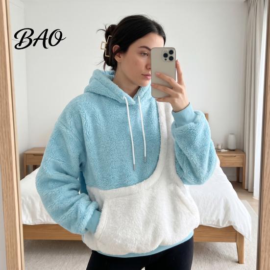 Pet Friendly Lounge Hoodie Pouch Hoodie, Oversized Cat Dog Carrier Sweatshirt, Fleece Lined Long Kitten Pullover Sleeve Top with Large Pocket