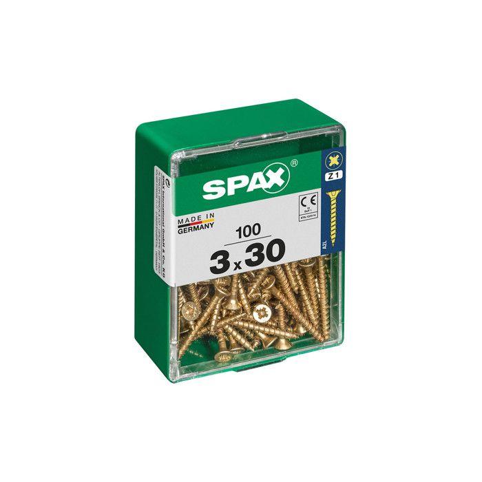 Vis - SPAX - Tête fraisée - Acier - Diam. 3 mm - Long. 30 mm - Lot de 100