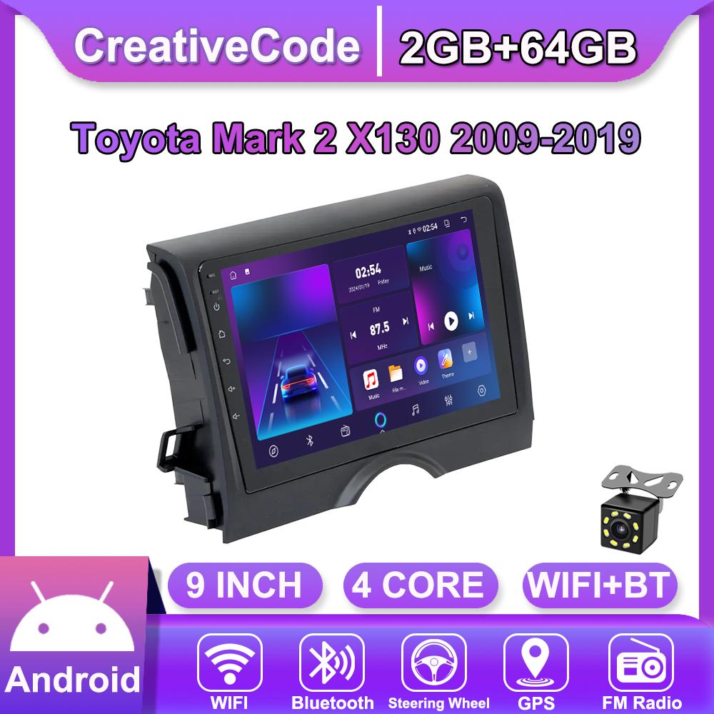 Автомобильная магнитола Android Car-Play для Toyota Mark 2 X130 2009-2019 Мультимедийный плеер Головное устройство Стерео Навигация GPS BT WIFI, 2+64 ГБ