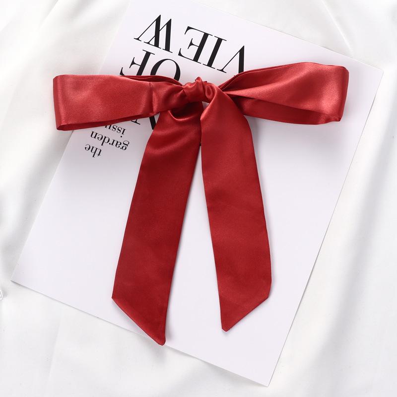 2024 Spring/Summer Women's Silk Scarf Headband: Thin, Narrow, Solid Color Ribbon for Ponytail, Bag, or Bow Tie Use