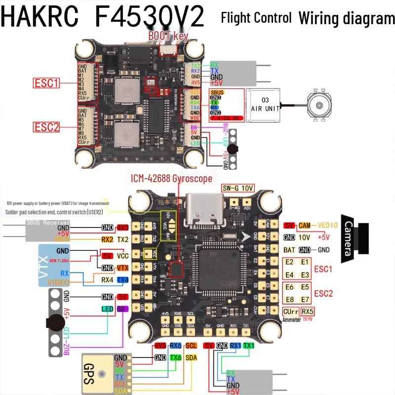 Полетный контроллер HAKRC F405 и стек 4-в-1 ESC