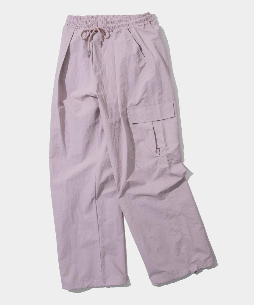 SOME PLACE Pocket Cargo Nylon Two-Way String Banding Pants [Charcoal]