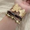 3Pcs/Set Gold Big Flower Bangle Set Bohemian Cuff Bracelets Set New Irregular Cuff Bracelet  Jewelry