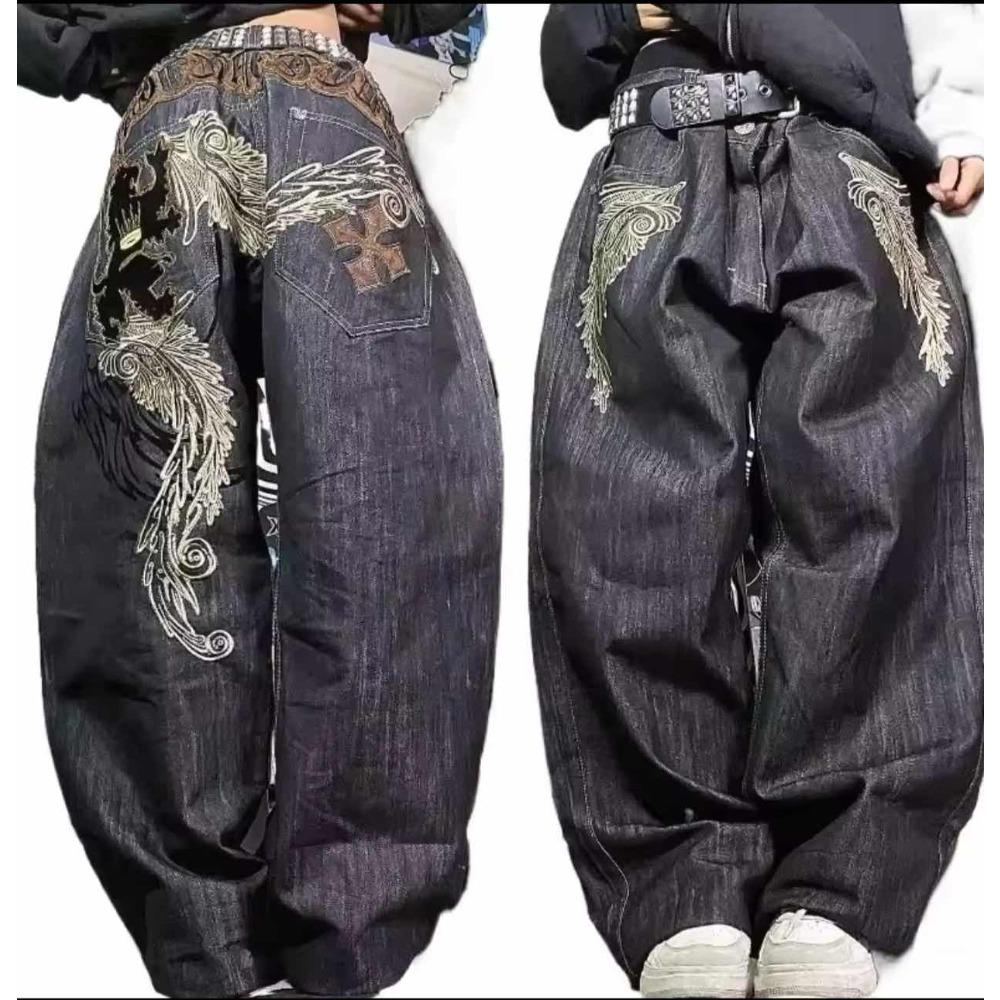 Y2K Американские новые ретро-уличные хип-хоп свободные джинсы женские Харадзюку с высокой талией широкие брюки готические широкие брюки уличные брюки