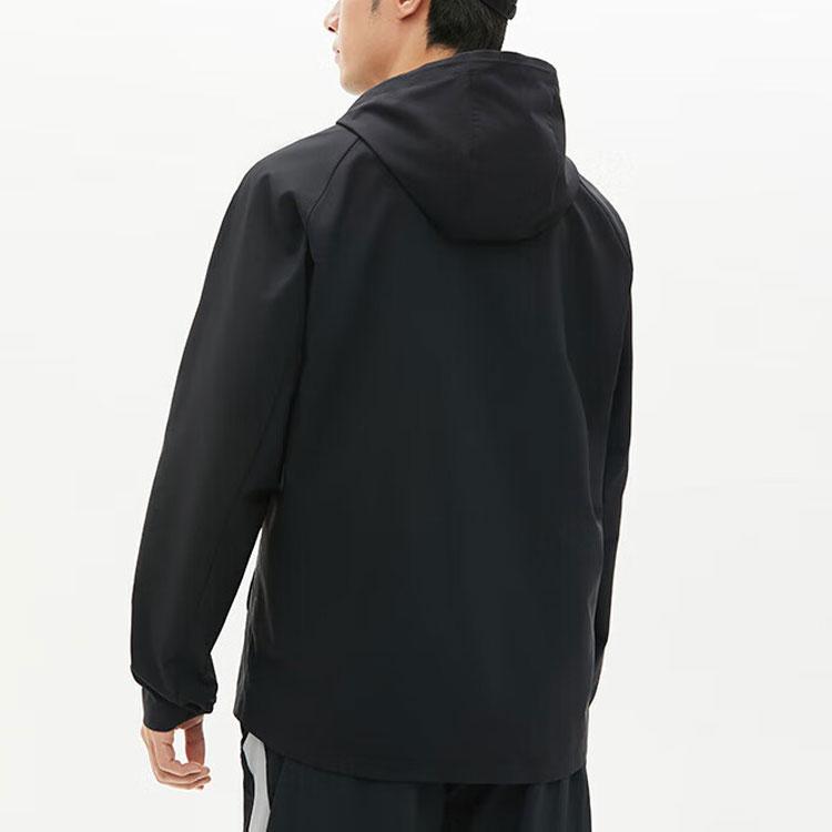Anta Баскетбольная серия однотонная спортивная куртка на молнии с капюшоном для бега мужская куртка базовая-черная 952411602-4