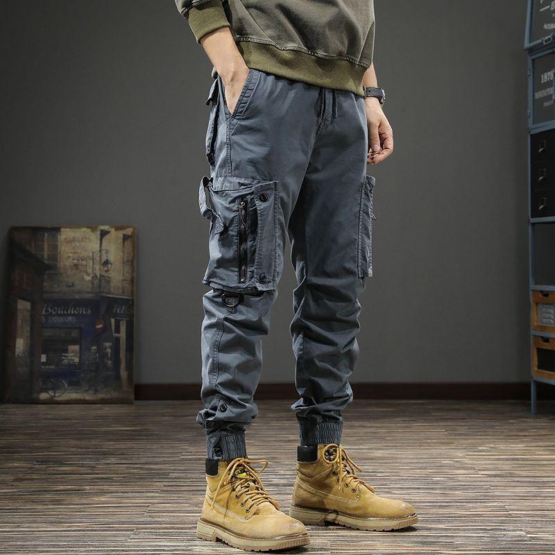 Ami Khaki Retro Washed Slim Fit Tactical Комбинезон для мужчин, Плотные повседневные брюки для весны и осени