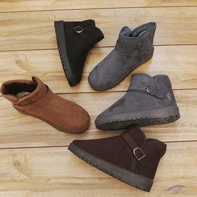 Зимние женские короткие плюшевые теплые зимние ботинки повседневная обувь новые замшевые меховые ботинки челси ботильоны на плоской подошве женская обувь на платформе Botas D124